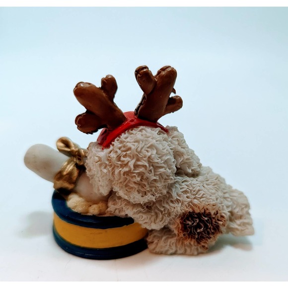 Vintage Christmas Puppy Dog Reindeer Chow Maltese Ornament - Picture 2 of 4